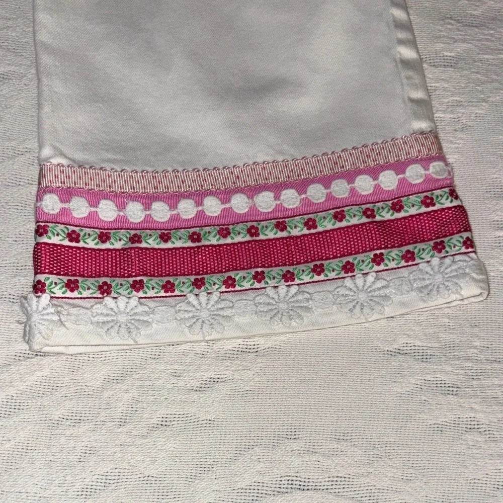 Gently Loved Girls White Flared Lilly Pulitzer Pink Trim 12